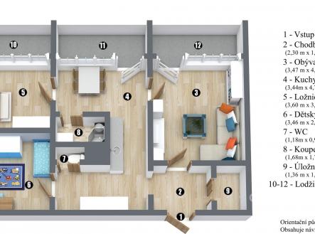 . | Pronájem bytu, 3+1, 64 m²