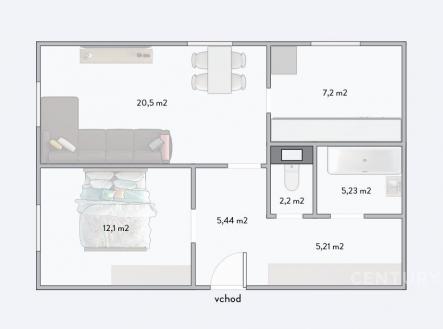 . | Prodej bytu, 2+kk, 61 m²