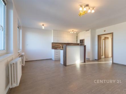 Světlý obývací pokoj s kuchyňskou linkou | Pronájem bytu, 3+kk, 67 m²