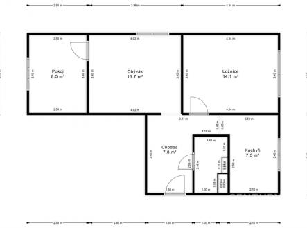 . | Pronájem bytu, 3+1, 56 m²