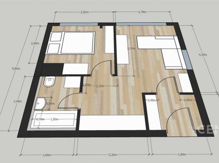 . | Pronájem bytu, 2+kk, 34 m²