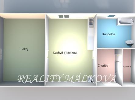 půdorys Tuněchody | Prodej bytu, 1+1, 43 m²