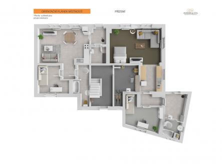 Přízemí - 3D plán | Prodej - nájemní dům, 525 m²