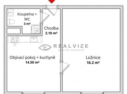Půdorys O.Nedbala | Pronájem bytu, 2+kk, 37 m²