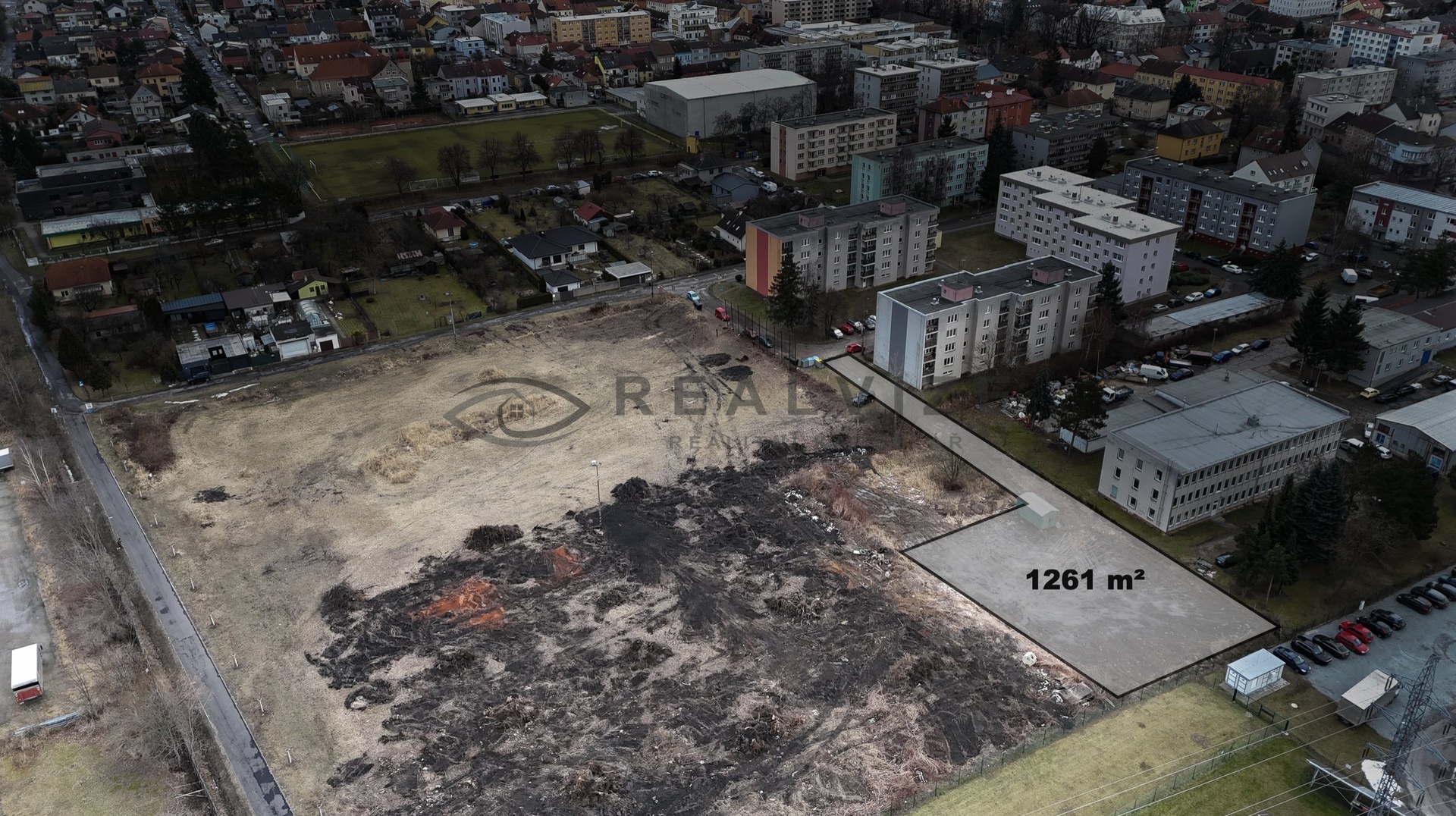 Pohled na pozemek Suché Vrbné