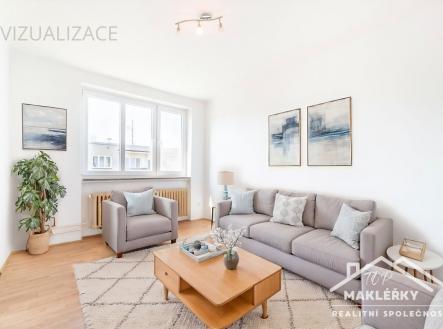 vizualizace obývací pokoj | Pronájem bytu, 3+1, 69 m²