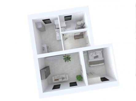 3D plánek.jpg | Pronájem bytu, 2+1, 43 m²