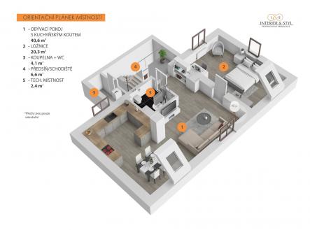 . | Pronájem bytu, 2+kk, 65 m²