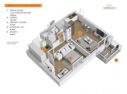 . | Pronájem bytu, 2+kk, 48 m²