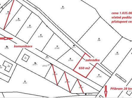 Prodej pozemku - zahrady, 650 m² - Voznice u Dobříše | Prodej - pozemek, zahrada, 650 m²