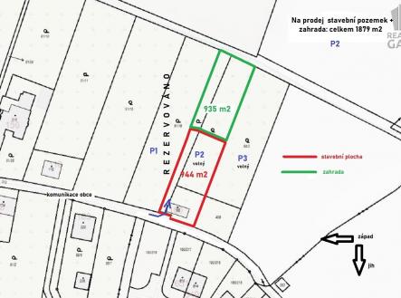 kat mapa P2 s rezervací | Prodej - pozemek pro bydlení, 1 878 m²