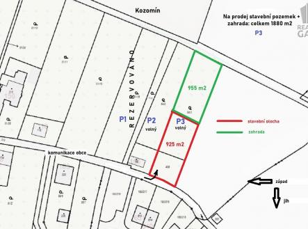 kat mapa P3 s rezervováno | Prodej - pozemek pro bydlení, 1 880 m²