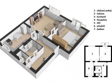 půdorys | Prodej bytu, 2+1, 55 m²