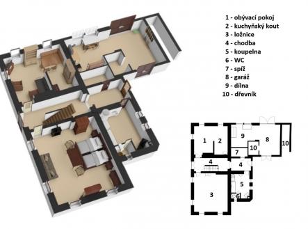 půdorys přízemí | Prodej - chata/rekreační objekt, 245 m²