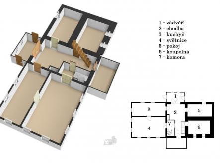půdorys chalupy | Prodej - chata/rekreační objekt, 108 m²