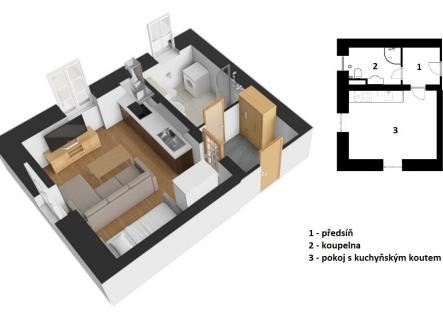 půdorys | Prodej bytu, 1+kk, 30 m²