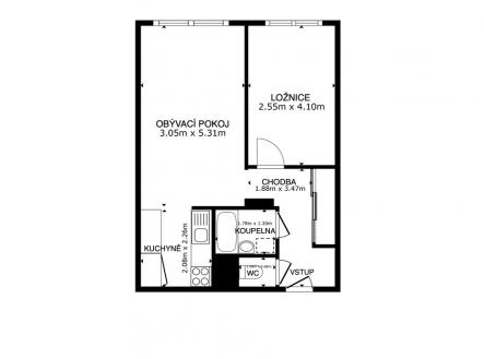 u-jezera-pudorys.jpg | Prodej bytu, 2+kk, 47 m²