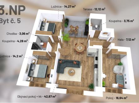 3D1. | Prodej bytu, 4+kk, 107 m²