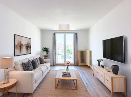 Obývací pokoj - vizualizace nábytku | Prodej bytu, 3+1, 73 m²