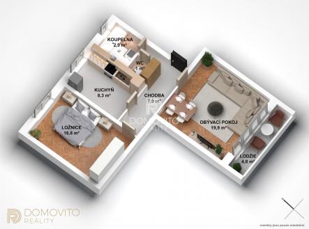 3D pud_Byt 2+1 Vlci Pole opr | Prodej bytu, 2+1, 66 m²