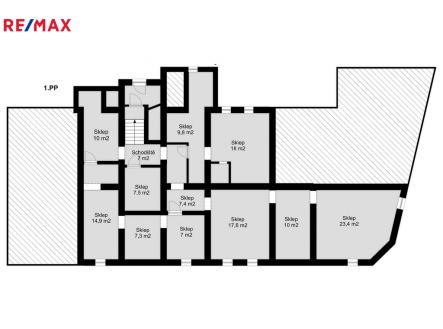 Půdorys I.PP | Prodej - kanceláře, 520 m²