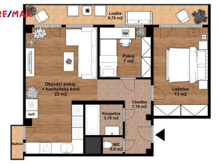 3.jpg | Pronájem bytu, 3+kk, 53 m²