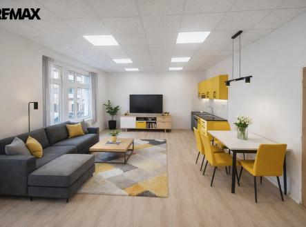 Vizualizace - kuchyň/obývák | Pronájem bytu, 2+kk, 88 m²