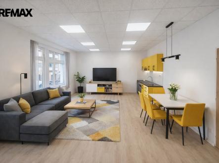 Vizualizace - kuchyň/obývák | Pronájem bytu, 2+kk, 88 m²