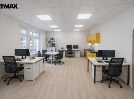 Vizualizace - velká kancelář | Pronájem - kanceláře, 88 m²