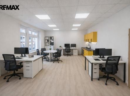 Vizualizace - velká kancelář | Pronájem - kanceláře, 88 m²