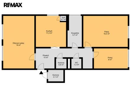 Půdorys bytu 2D | Prodej bytu, 3+1, 84 m²