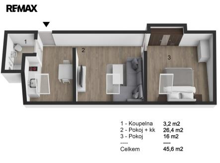 pudorys.jpg | Pronájem bytu, 2+1, 45 m²
