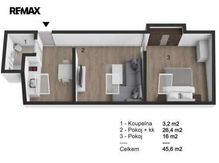 pudorys.jpg | Pronájem bytu, 2+1, 45 m²