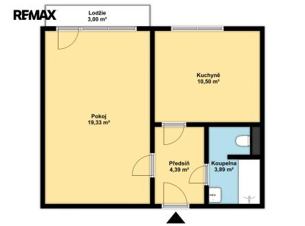 Půdorys 2D | Prodej bytu, 1+1, 42 m²