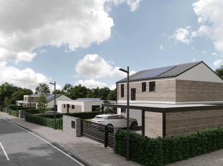 venkovní obytný prostor s solární panely a plot | Prodej - dům/vila, 93 m²