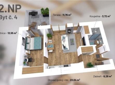 . | Prodej bytu, 2+kk, 47 m²