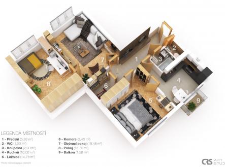 3D-layout NOVÝ | Prodej bytu, 3+1, 75 m²