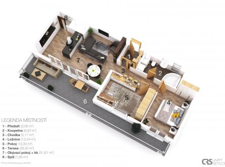 3D-layout | Prodej bytu, 3+kk, 100 m²