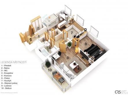 3D-layout | Prodej bytu, 3+1, 68 m²