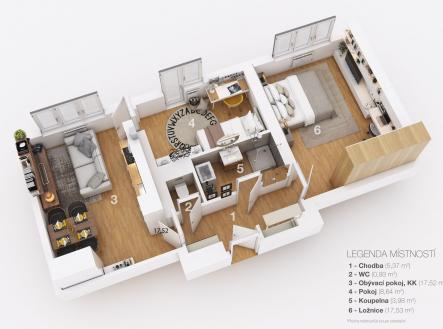 3D-layout | Prodej bytu, 3+kk, 54 m²
