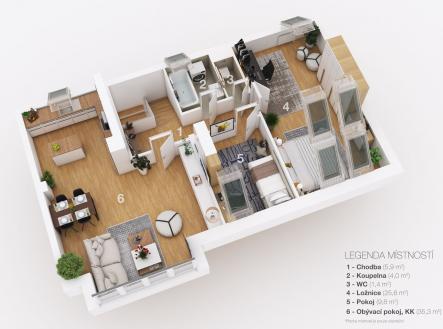 3D-layout Bezručova čtvrť | Prodej bytu, 3+kk, 91 m²