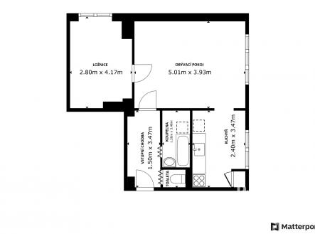 Půdorys bytu | Prodej bytu, 2+1, 52 m²