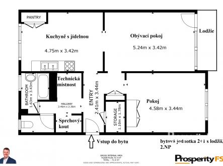 214Sdlitpionr_FloorPlan_pckmh7d4wb5p270swr998dyyb | Prodej bytu, 2+1, 75 m²