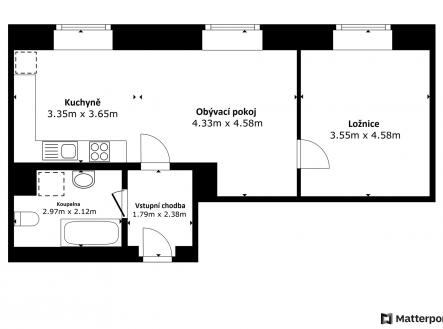 Husova20727054evniov_FloorPlan_g54udkbn4ifduia15y6st6atb | Prodej bytu, 2+kk, 48 m²