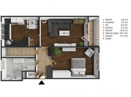 5886-Kosmonautu | Prodej bytu, 2+1, 68 m²