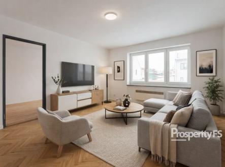 Vizualizace - obývací pokoj | Prodej bytu, 2+1, 69 m²