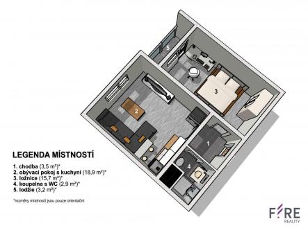 Prodej bytu, 2+kk, 42 m²