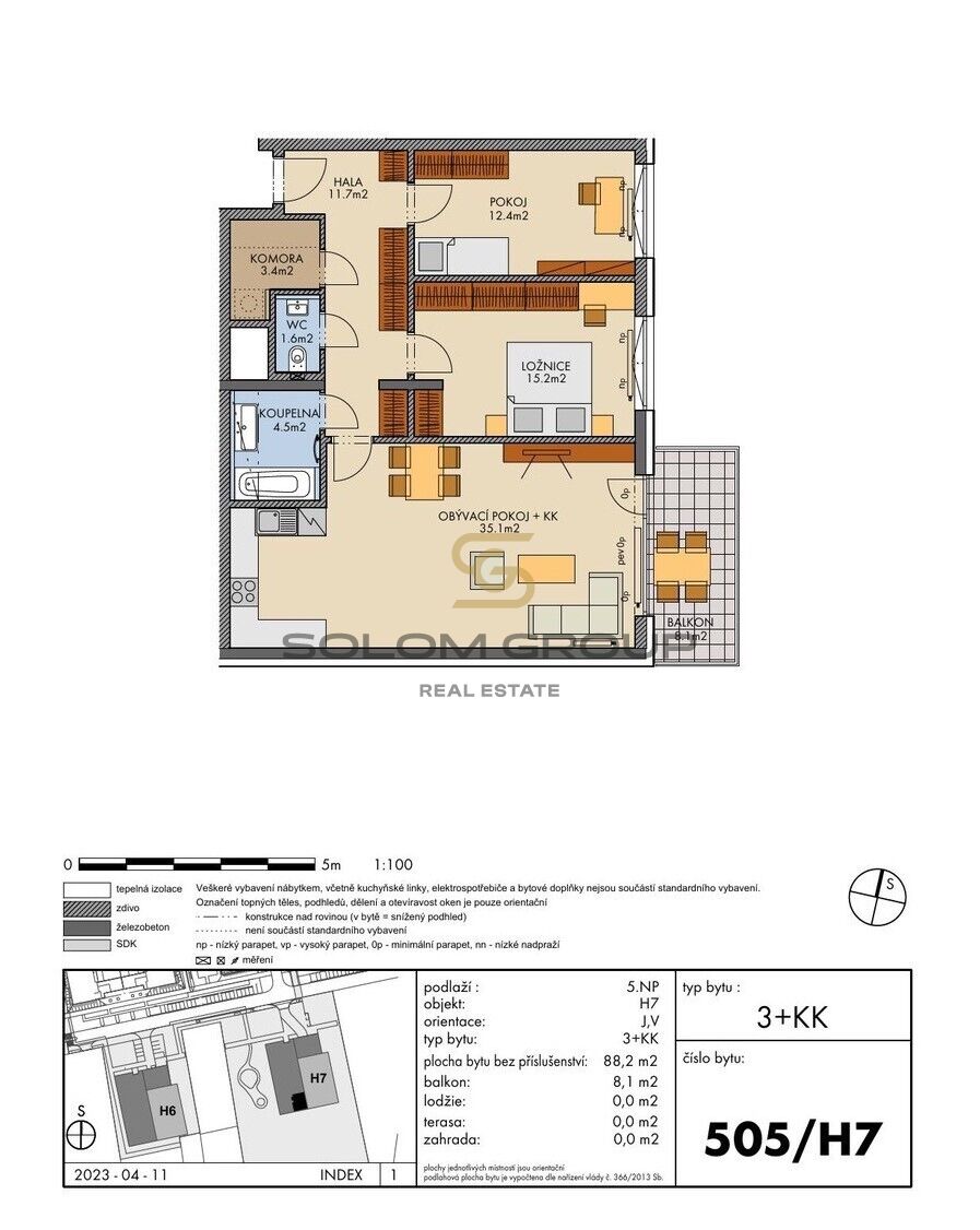 NOVÝ BYT 3+kk/Balkon + komora v bytě +  2x parkovací stání + sklep. Novostavba. Kolaudace 08/24.