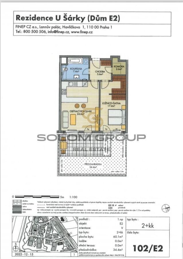 Prodej nového bytu 2+kk/Předzahrádka, 94 m2. Parkovací stání + sklep. Novostavba. Praha 6.