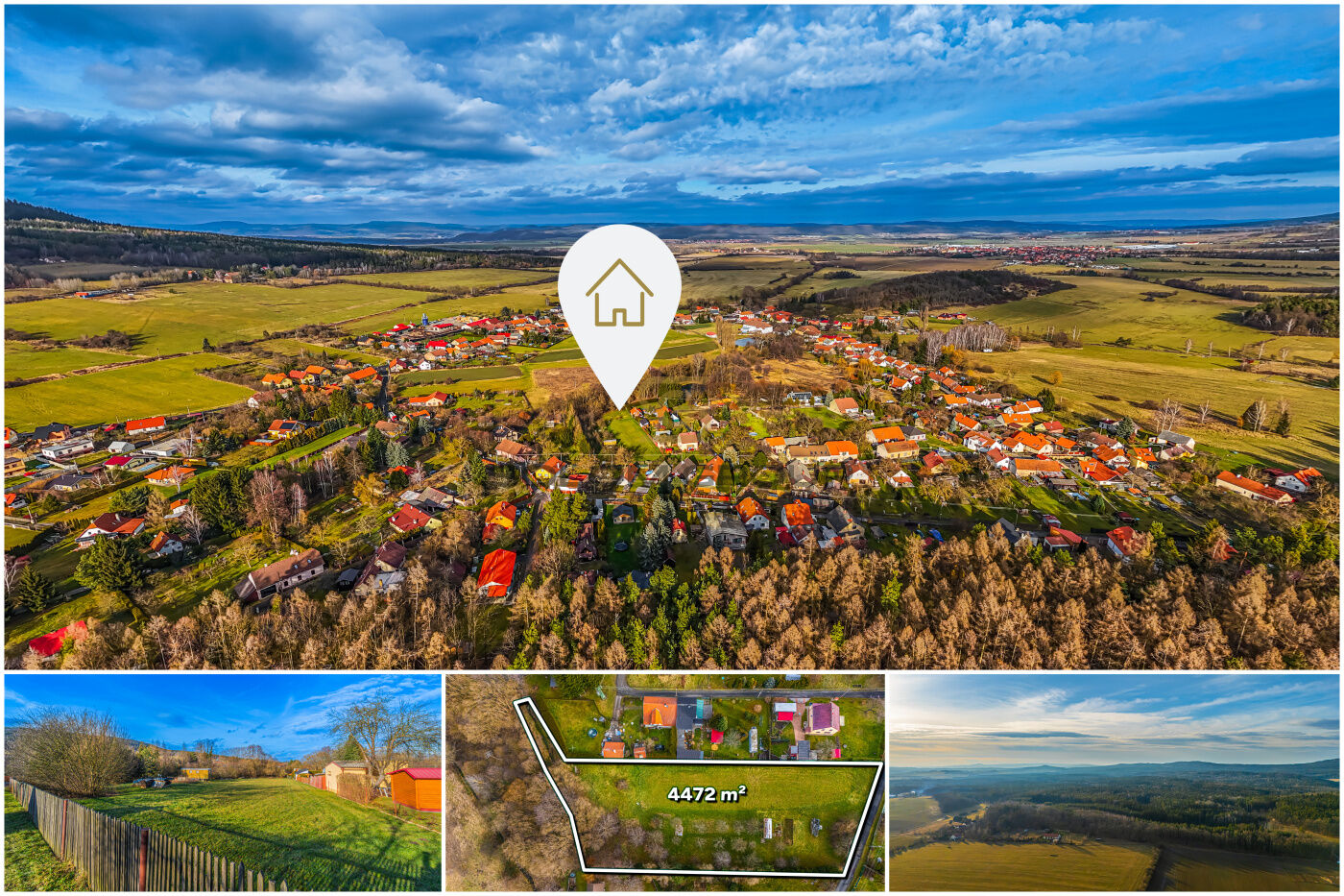 Prodej stavebního pozemku o výměře 4.472 m². Běštín, Hostomice, okr. Beroun. Volné ihned.